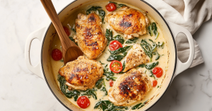 Creamy Garlic Chicken, high protein meal