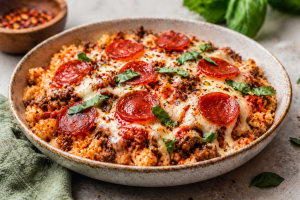healthier comfort food, pizza bowl