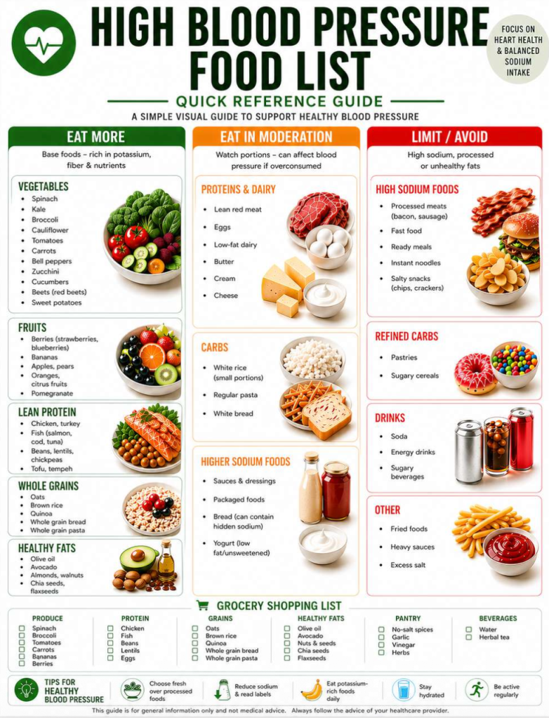 high blood pressure food list